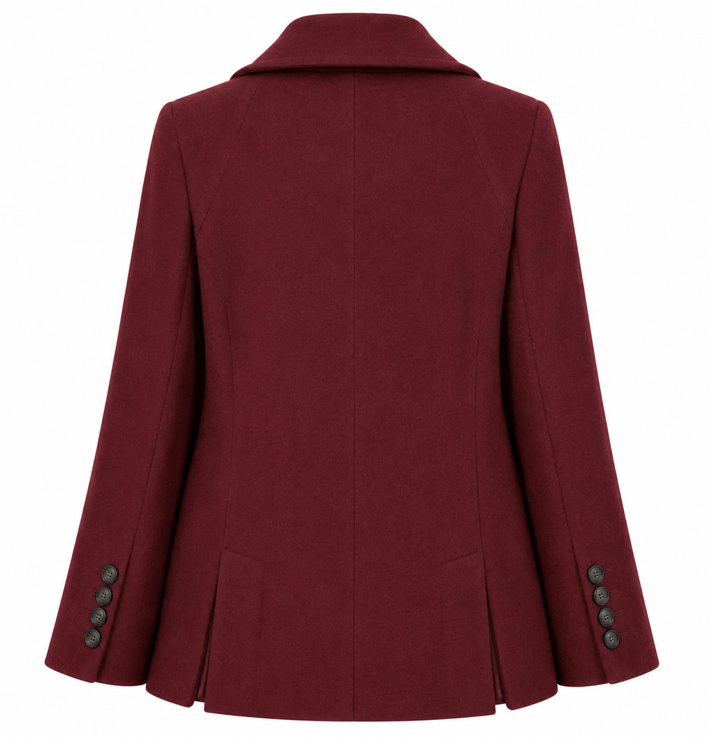 Loro Piana Fabric Woman Coat Short Double-Breasted Burgundy Red