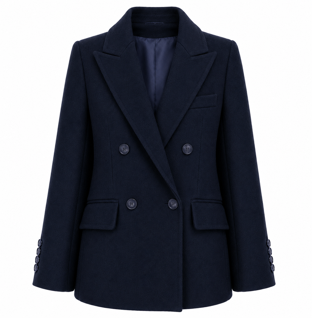 Loro Piana Fabric Woman Coat Short Double-Breasted Blue