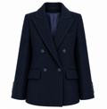 Loro Piana Fabric Woman Coat Short Double-Breasted Blue