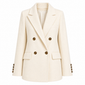 Loro Piana Fabric Woman Coat Short Double-Breasted Cream White