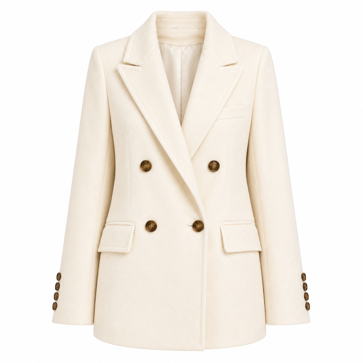 Loro Piana Fabric Woman Coat Short Double-Breasted Cream White