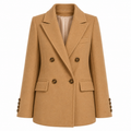 Loro Piana Fabric Woman Coat Short Double-Breasted Cammello Camel