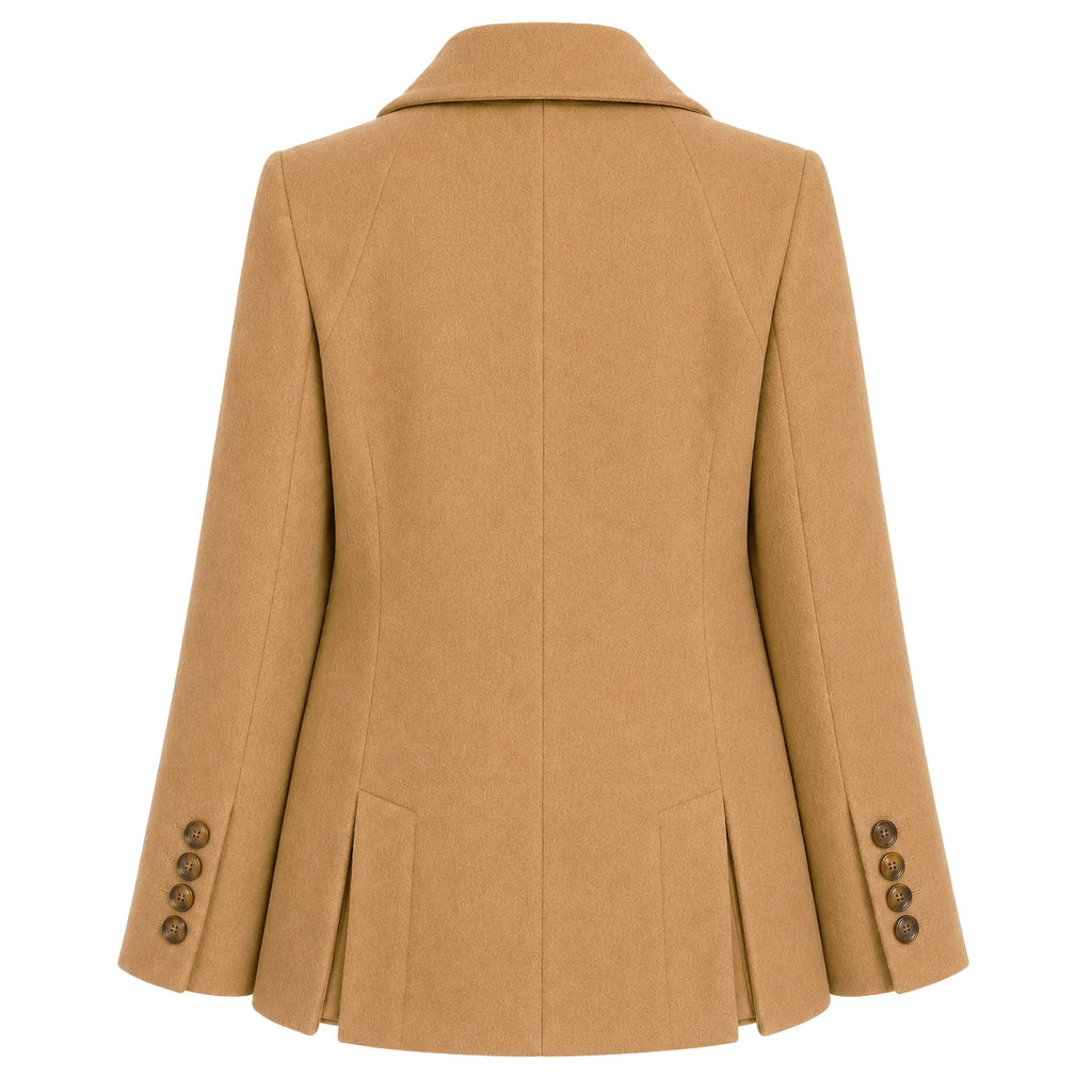 Loro Piana Fabric Woman Coat Short Double-Breasted Cammello Camel