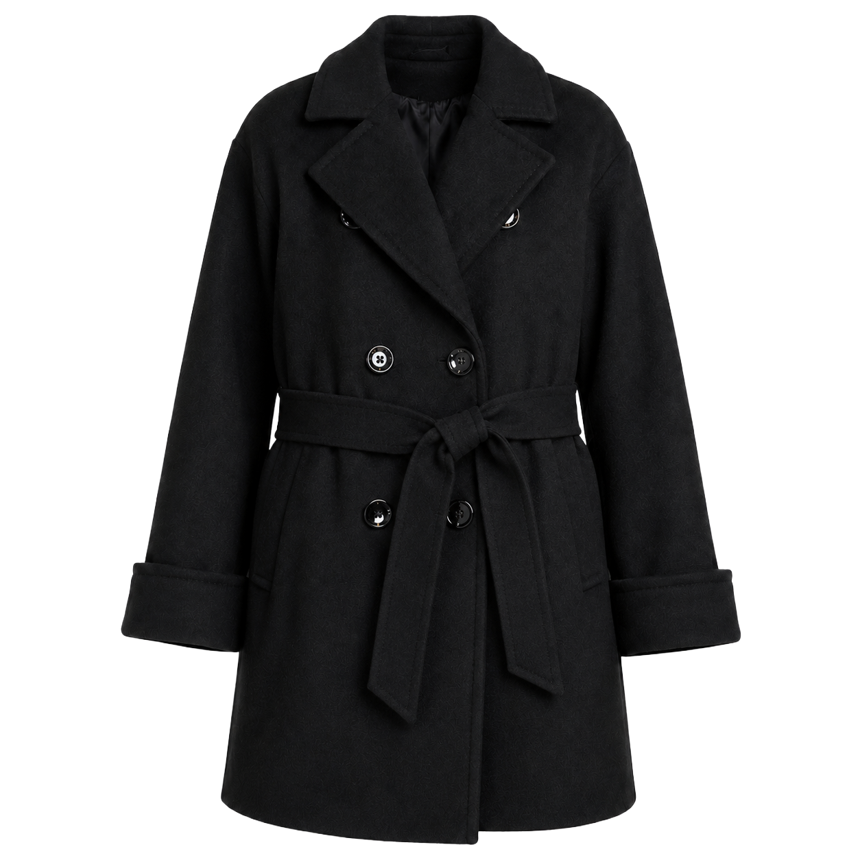 Loro Piana Fabric Woman Coat Peacoat Double-Breasted Black