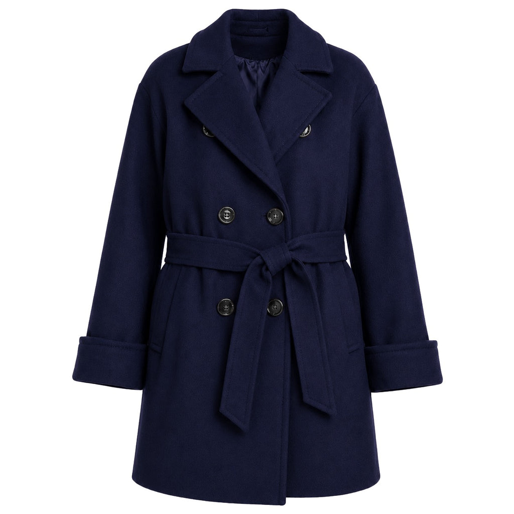Loro Piana Fabric Woman Coat Peacoat Double-Breasted Blue