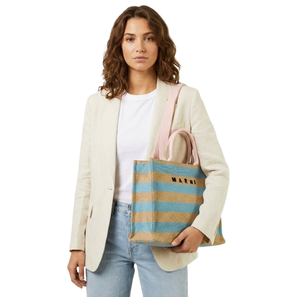 Marni Woman Marni Embroidered Raffia Tote Bag Multicolor