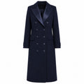 Loro Piana Fabric Woman Coat Long Lapel Satin Blue
