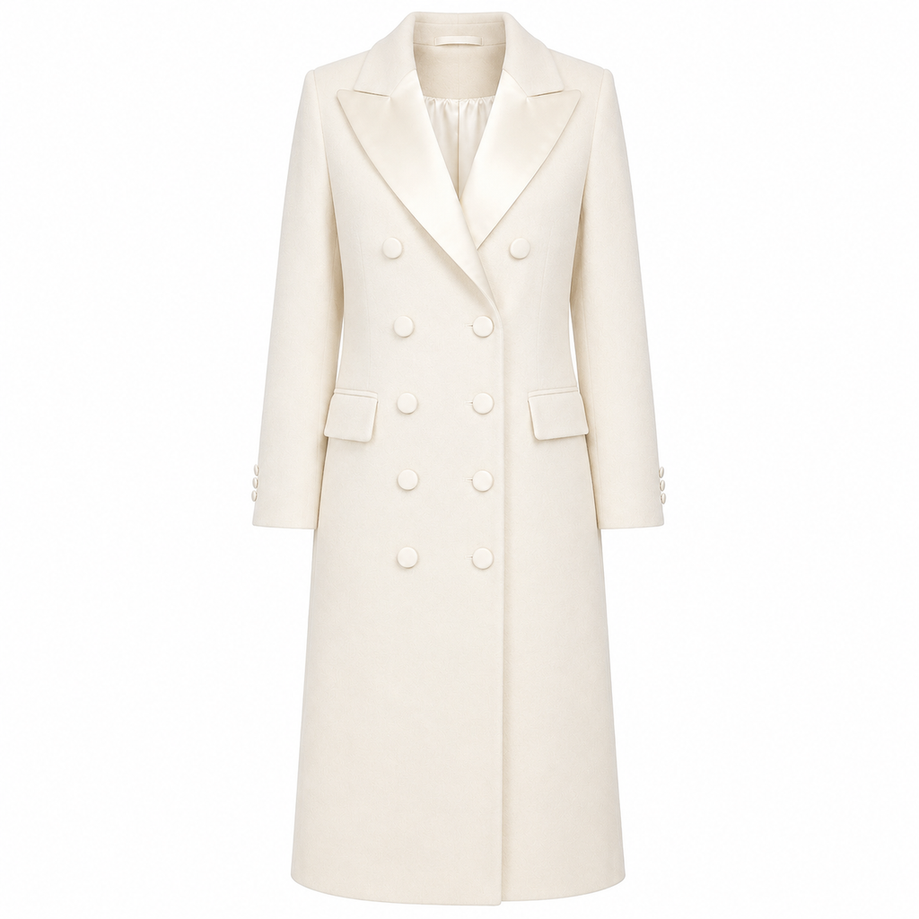 Loro Piana Fabric Woman Coat Long Lapel Satin White