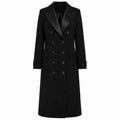Loro Piana Fabric Woman Coat Long Lapel Satin Black