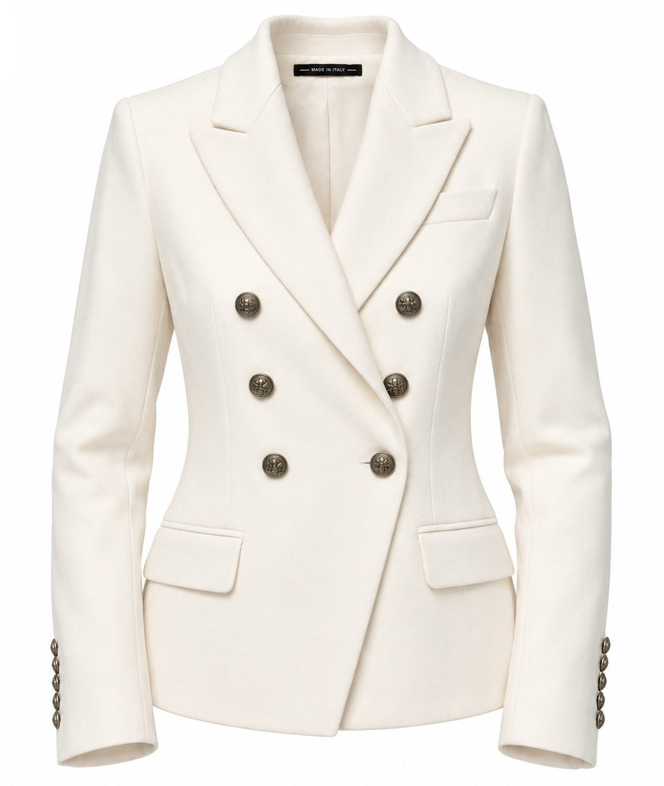 Loro Piana Fabric Woman Jacket Double-Breasted Cream White