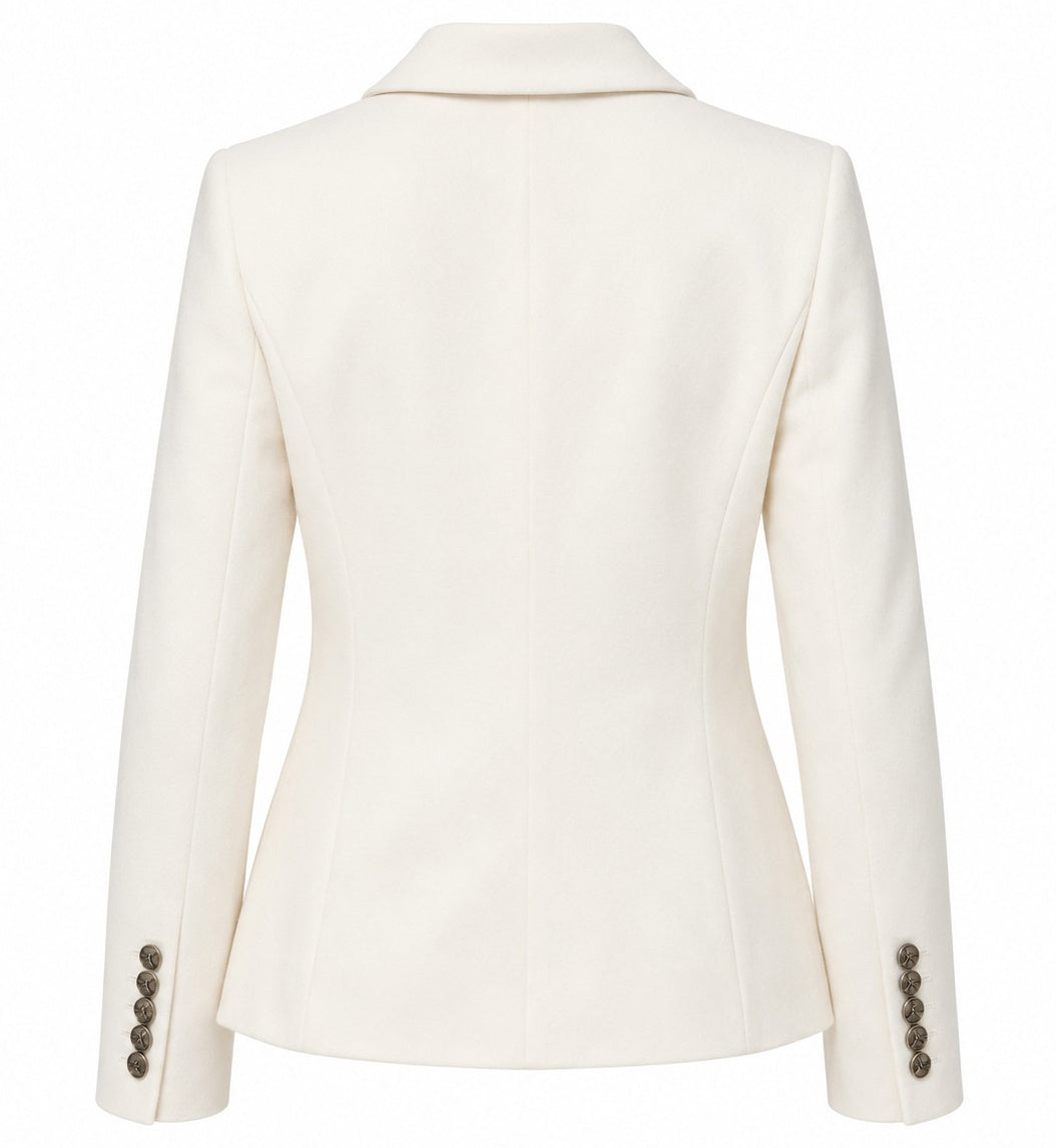 Loro Piana Fabric Woman Jacket Double-Breasted Cream White