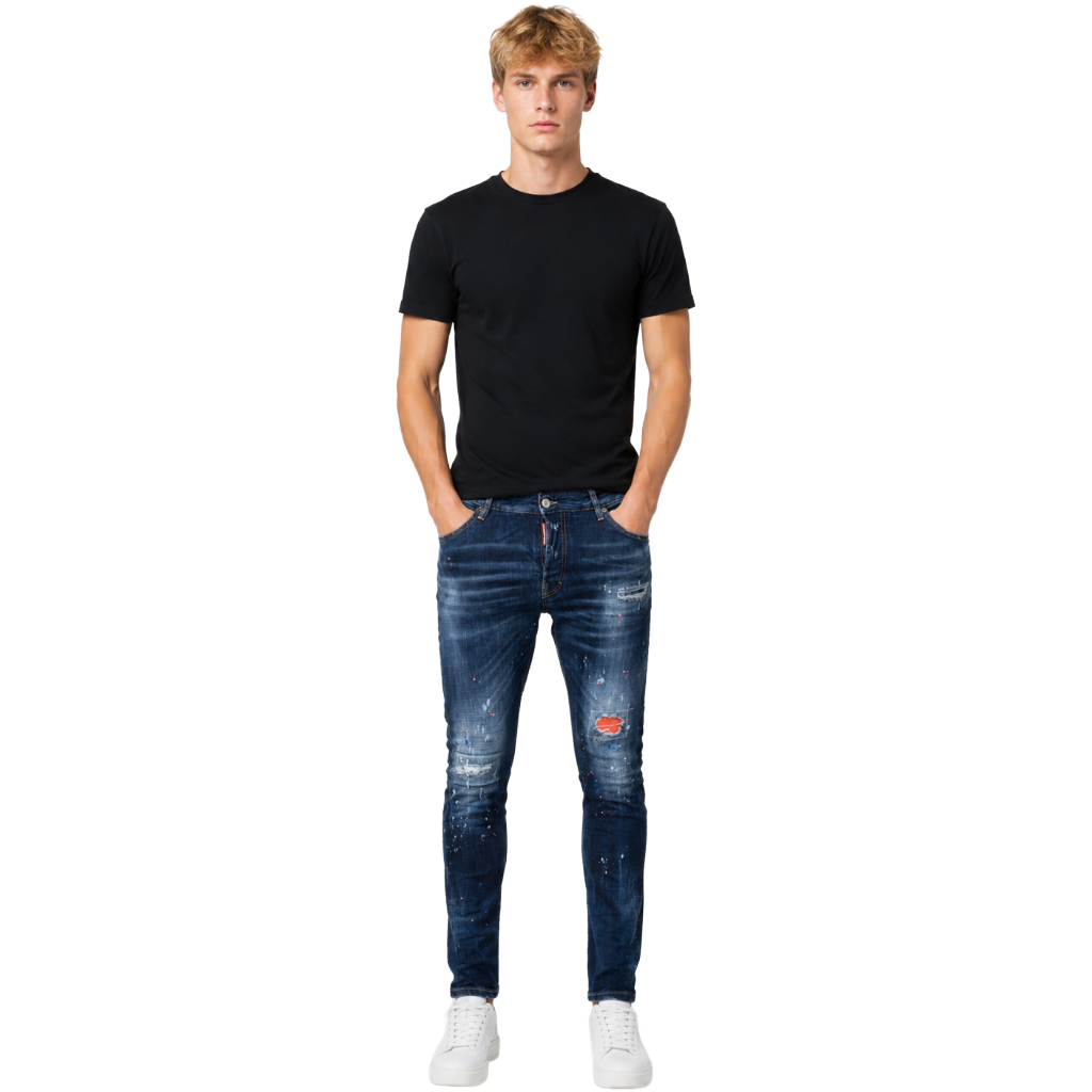 Dsquared2 Man Denim Sexy Twist Jeans Blue