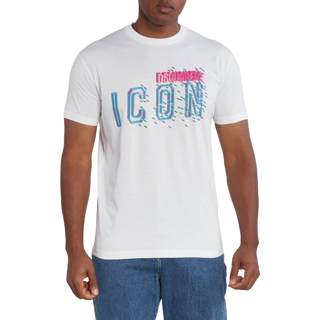Dsquared2 Man T-Shirt Icons Pixel White
