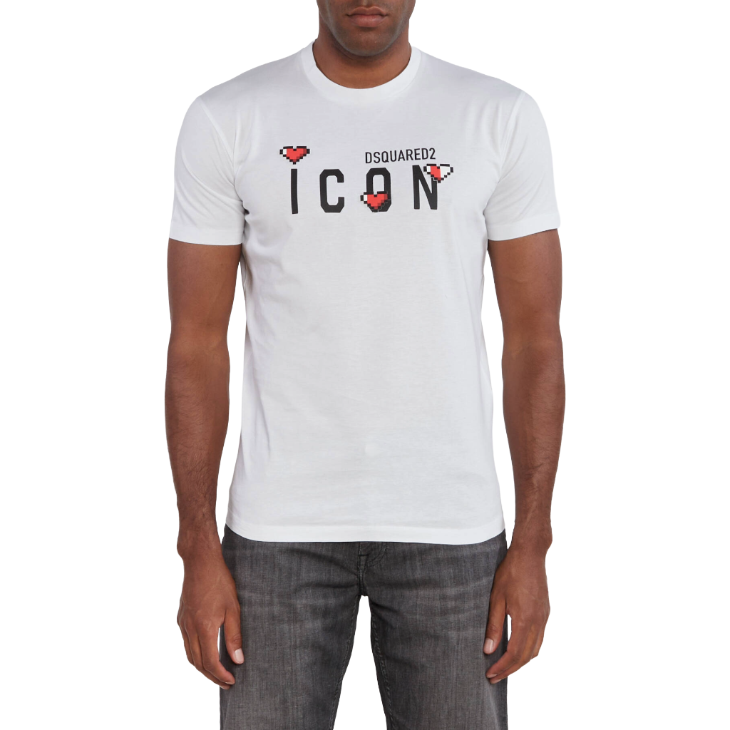 Dsquared2 Man T-Shirt Pixel Heart White