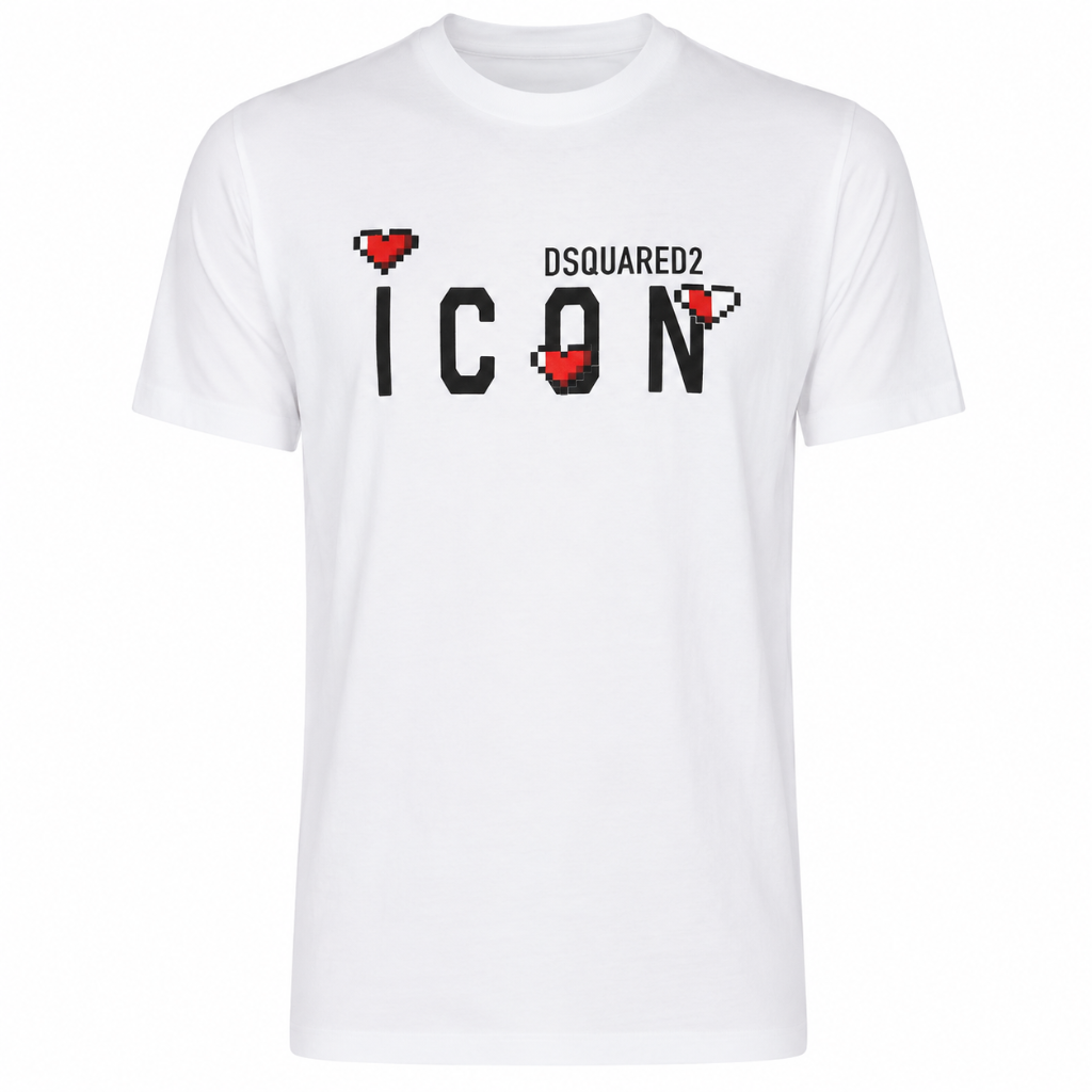 Dsquared2 Man T-Shirt Pixel Heart White