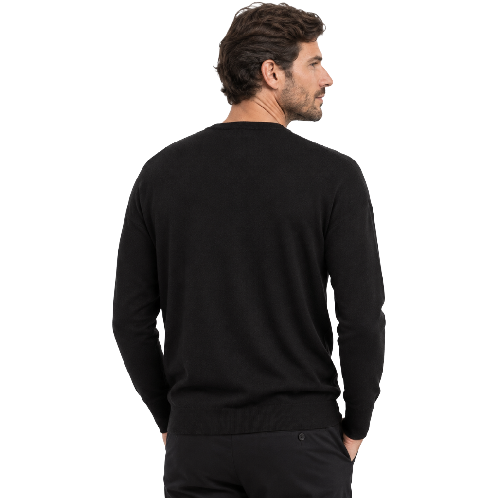 Alpha Studio Man Knit Crew Neck Bottoni Black