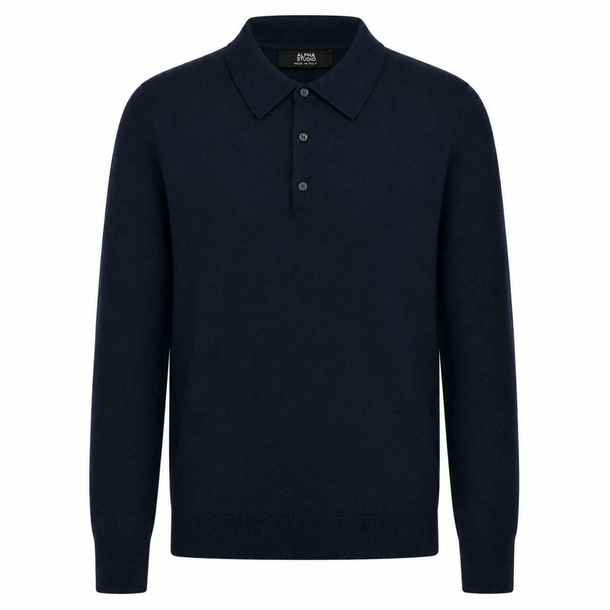 Alpha Studio Man Polo Silk Cashmere Blue