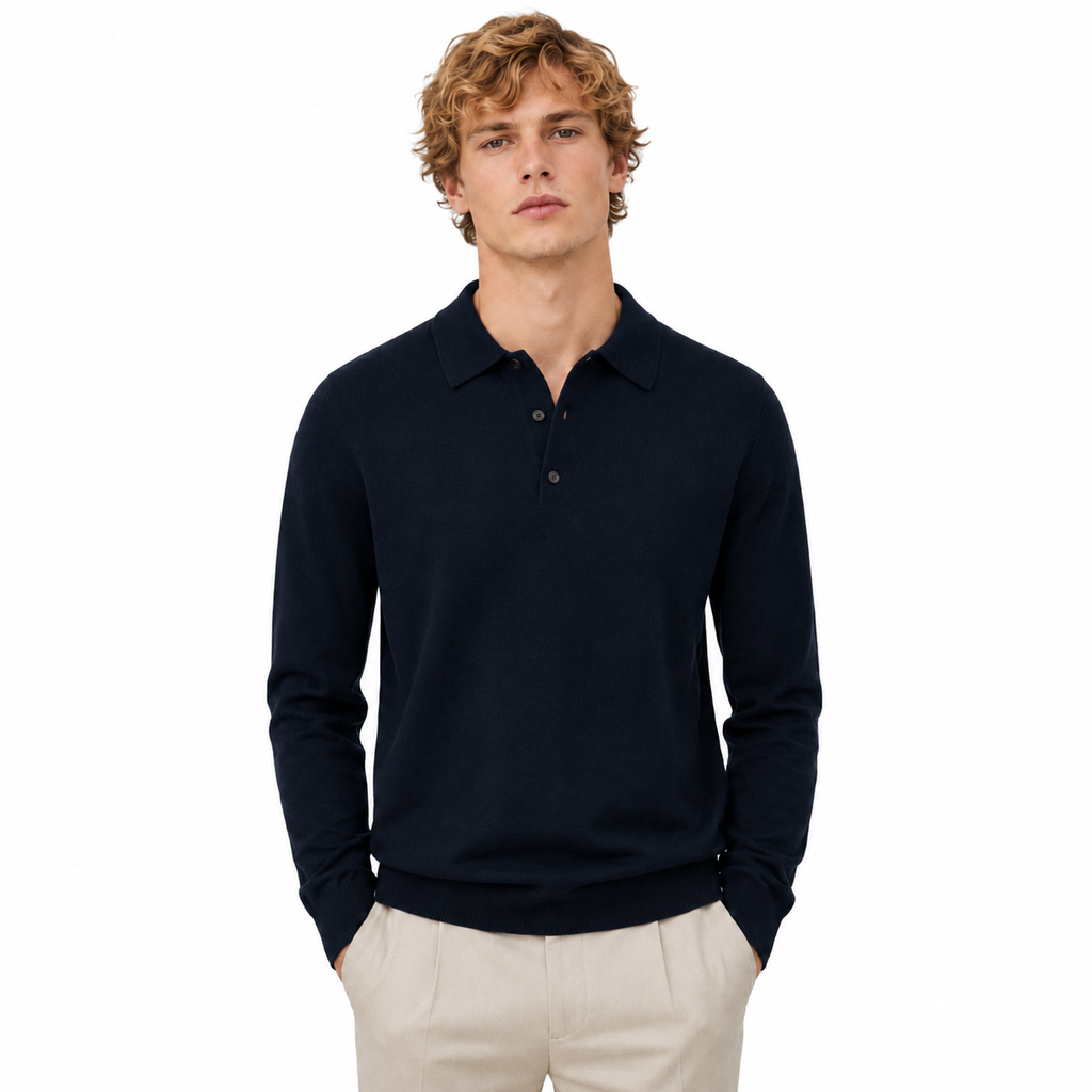 Alpha Studio Man Polo Silk Cashmere Blue