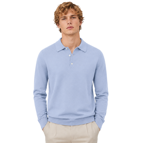 Alpha Studio Man Polo Silk Cashmere Light Blue
