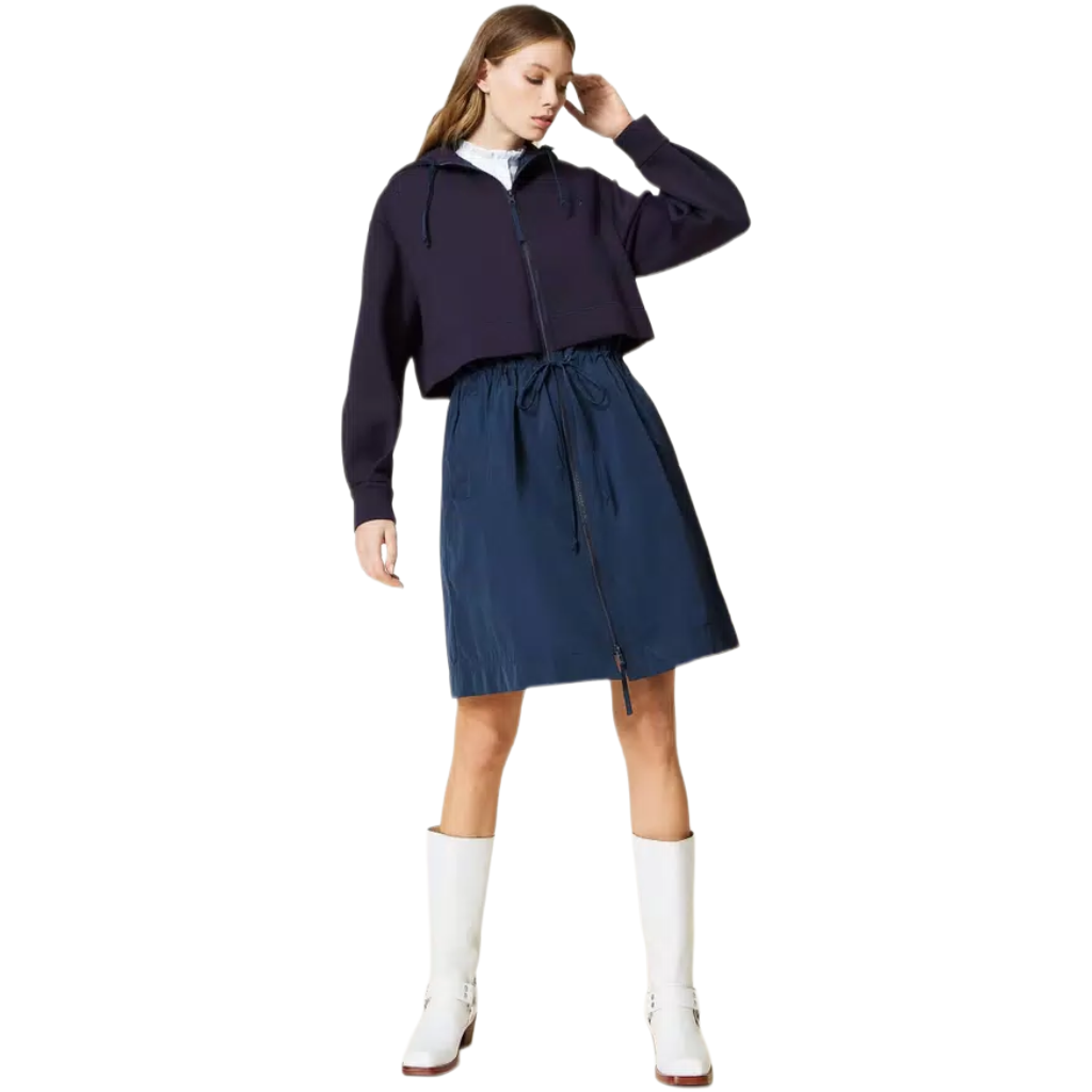 Twinset Woman Parka Tessuto Scuba Taffetà Blue