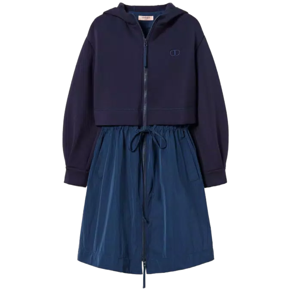 Twinset Woman Parka Tessuto Scuba Taffetà Blue