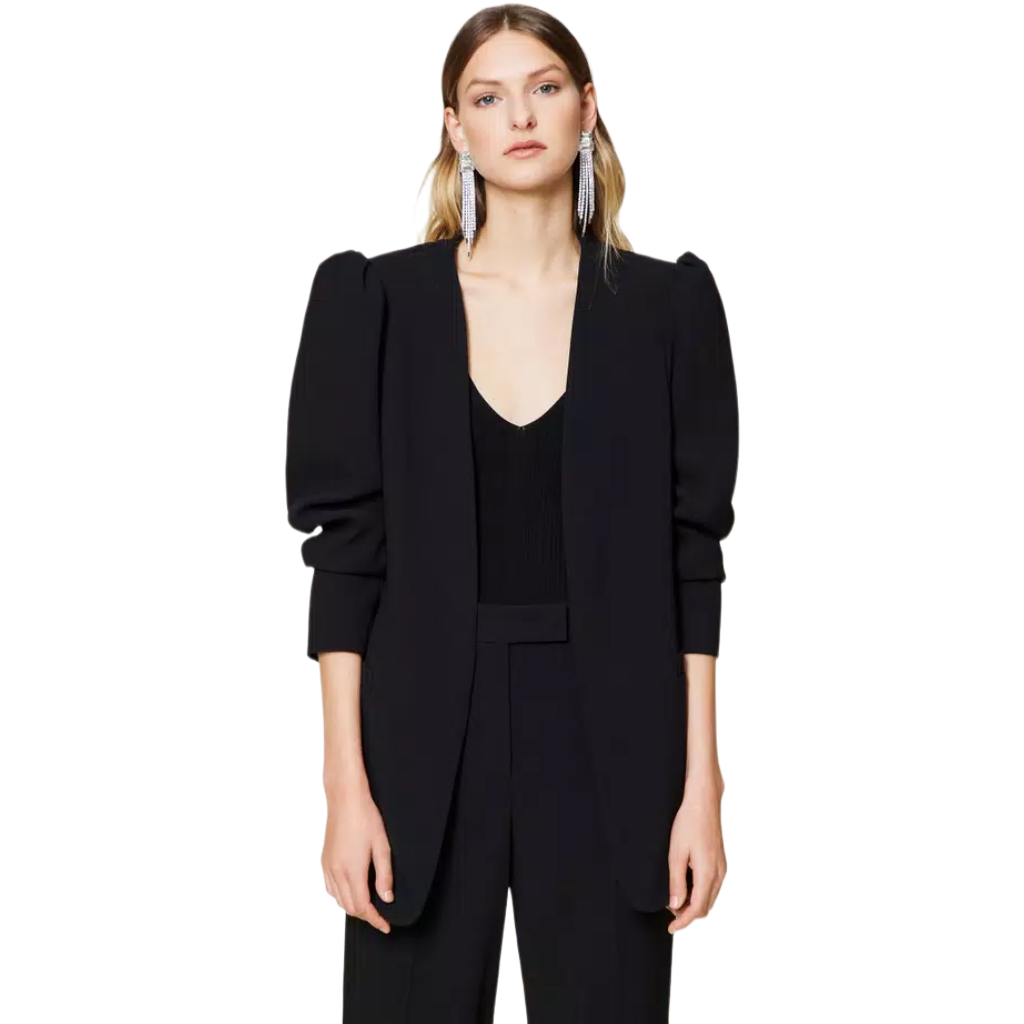 Twinset Woman Jacket Blazer Sleeve Sbuffo Black