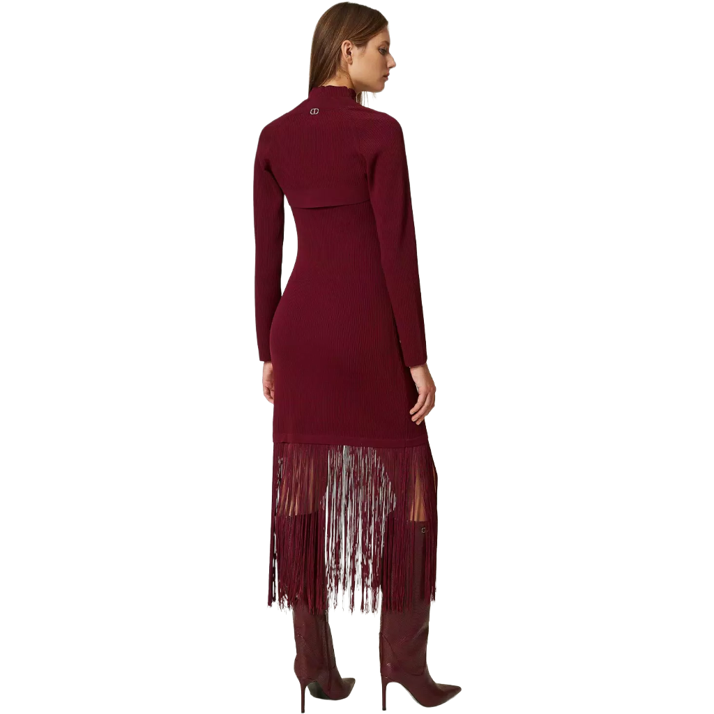 Twinset Woman Dress Long Frange Coprispalle Red