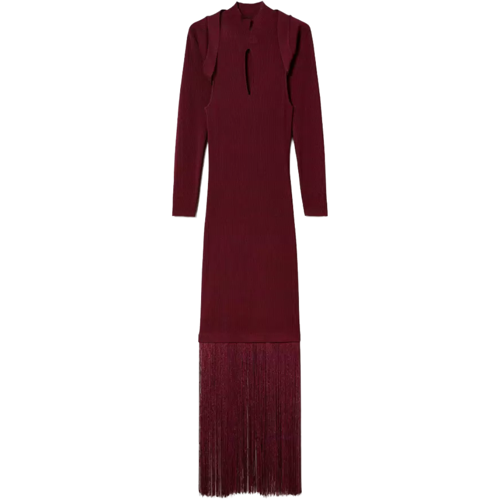Twinset Woman Dress Long Frange Coprispalle Red
