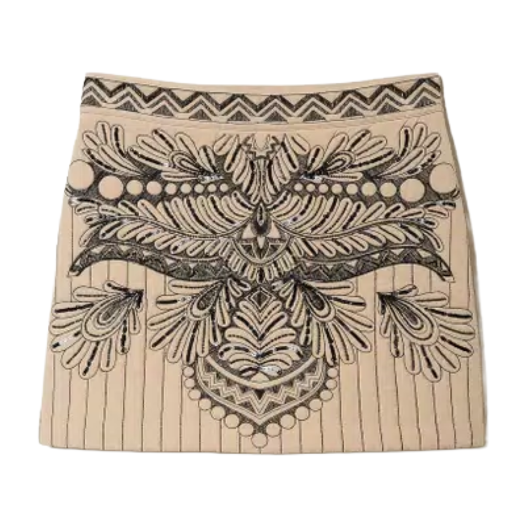 Twinset Woman Minigonna Trapuntata Embroidered Mano Skirts Beige