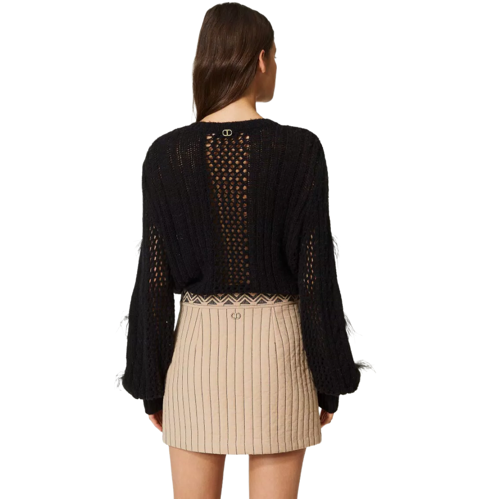 Twinset Woman Minigonna Trapuntata Embroidered Mano Skirts Beige