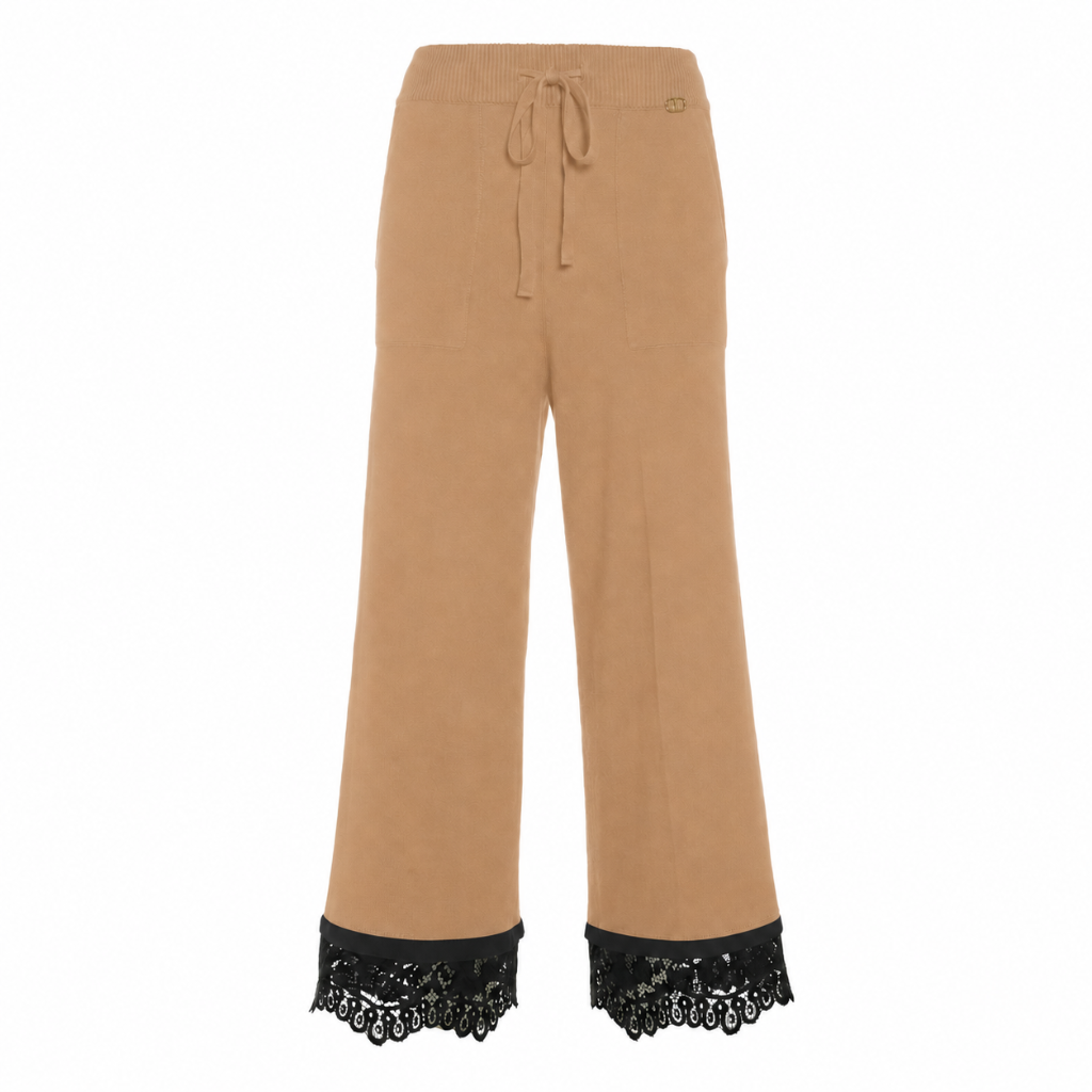 Twinset Woman Trousers Knit Lace Camel