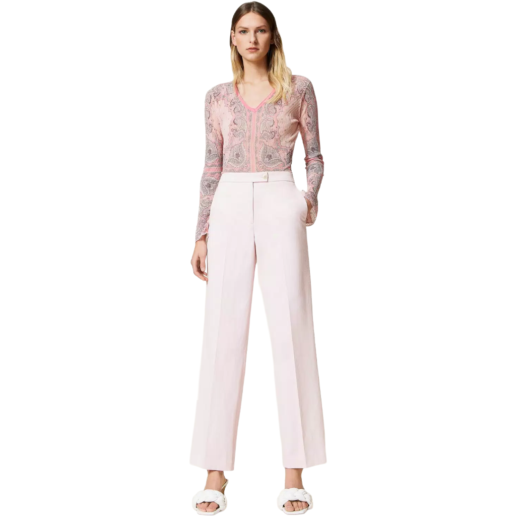 Twinset Woman Trousers Maschile Gesso Pink