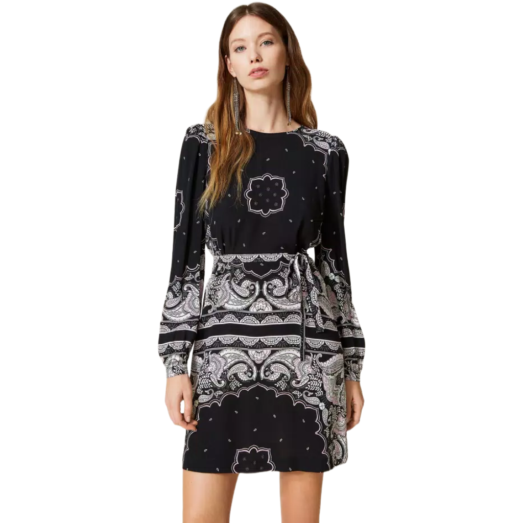 Twinset Woman Dress Print Bandana Black