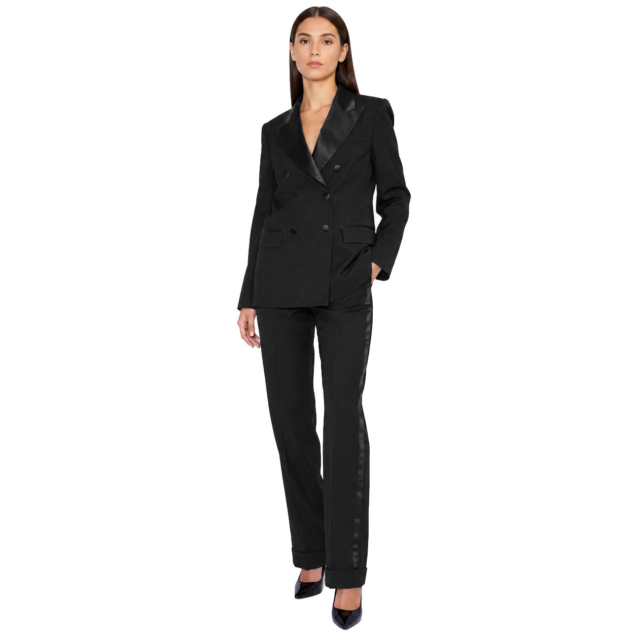 Loro Piana Fabric Woman Suit Double-Breasted Black