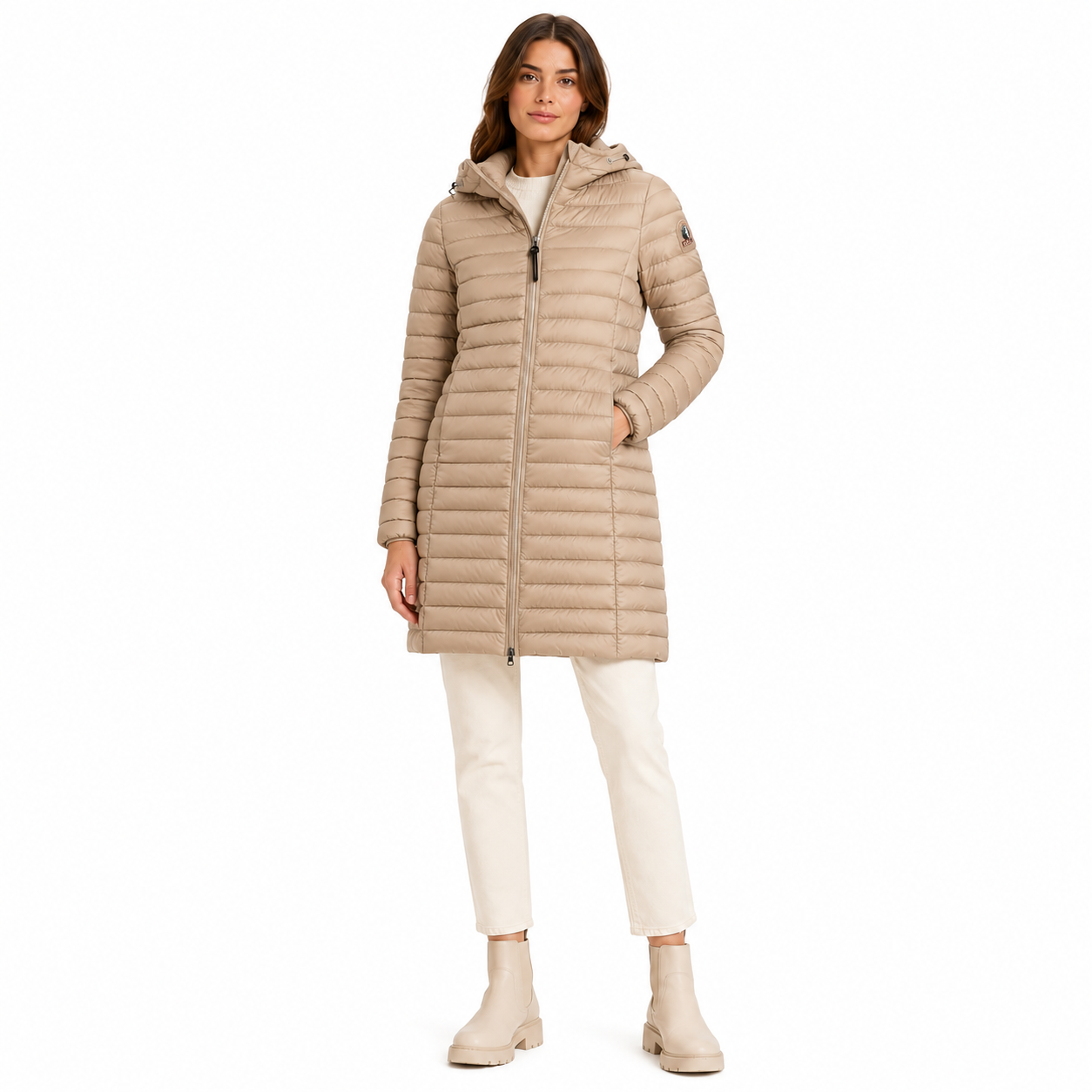 Parajumpers Woman Down Jacket Long Irene Beige