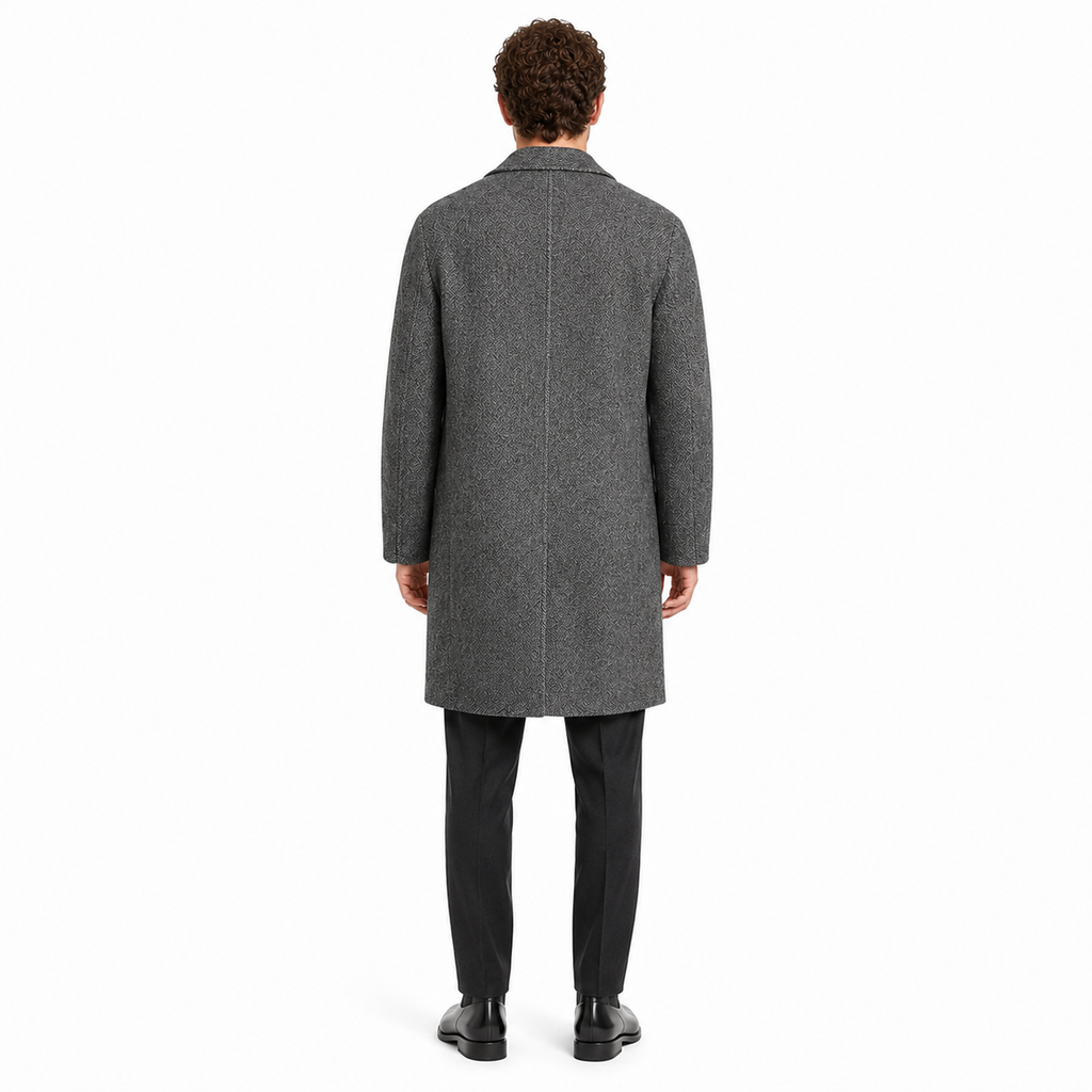 Alpha Studio Man Lapel Long Coats Grey