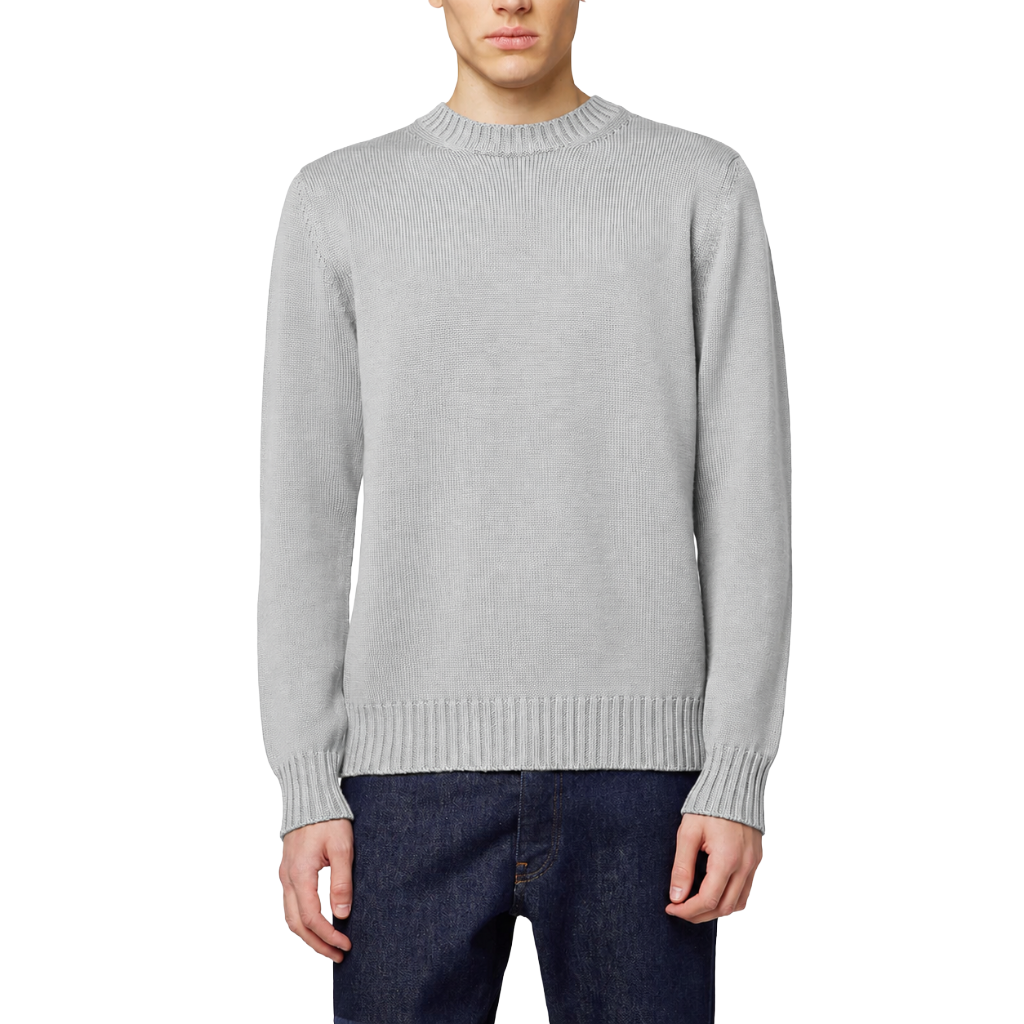 Alpha Studio Man Sweater Crew Neck Nuvola Grey