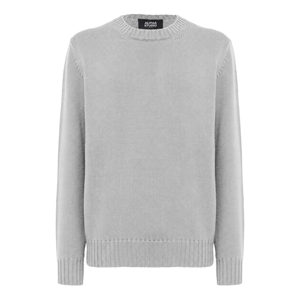 Alpha Studio Man Sweater Crew Neck Nuvola Grey
