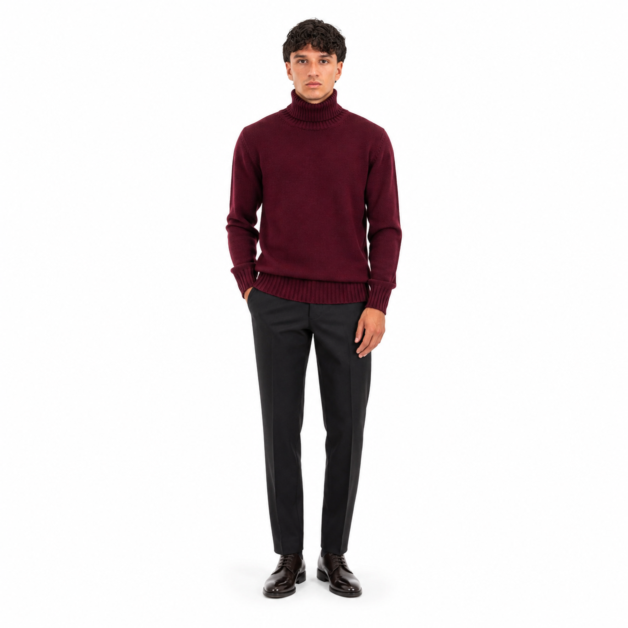 Alpha Studio Man Turtleneck Wool Red