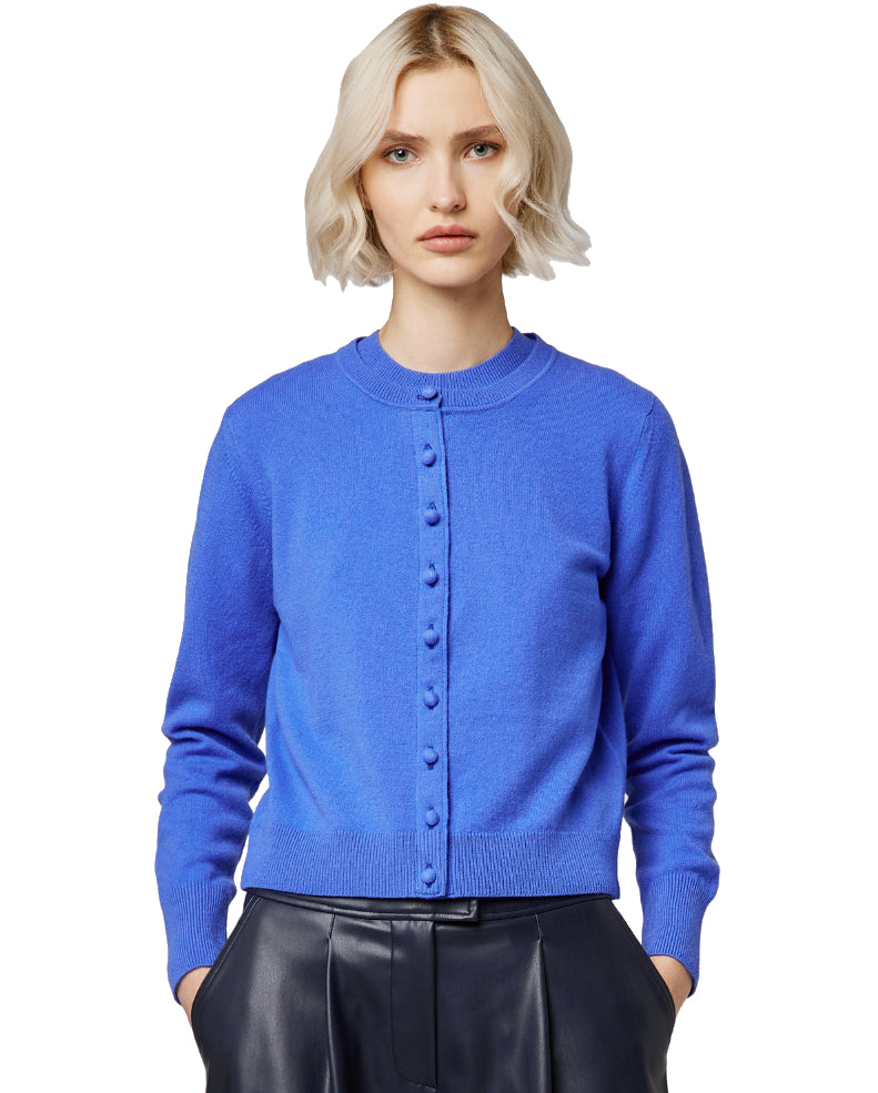 Alpha Studio Woman Rebecca Cropped Long Retrò Sweaters Light Blue