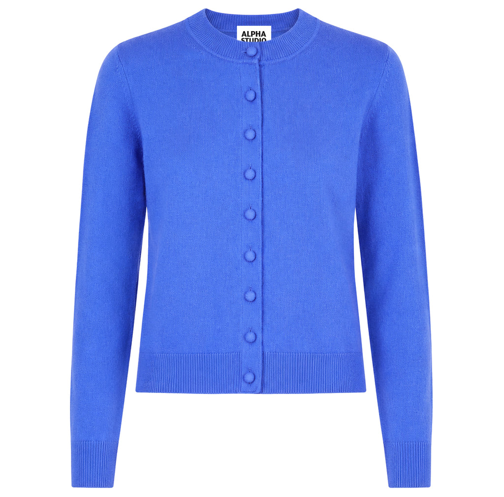 Alpha Studio Woman Rebecca Cropped Long Retrò Sweaters Light Blue