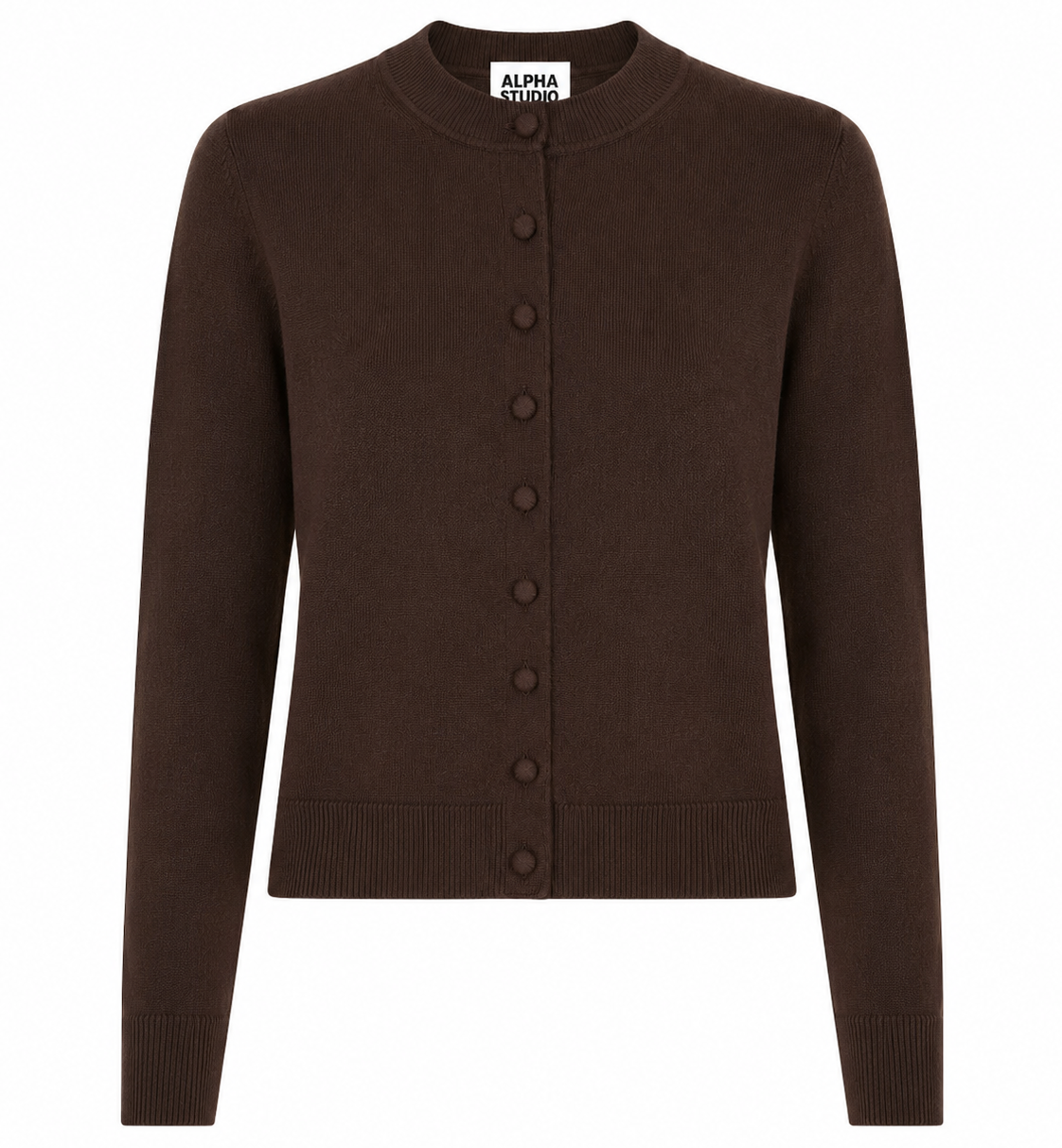 Alpha Studio Woman Rebecca Cropped Long Retrò Sweaters Brown