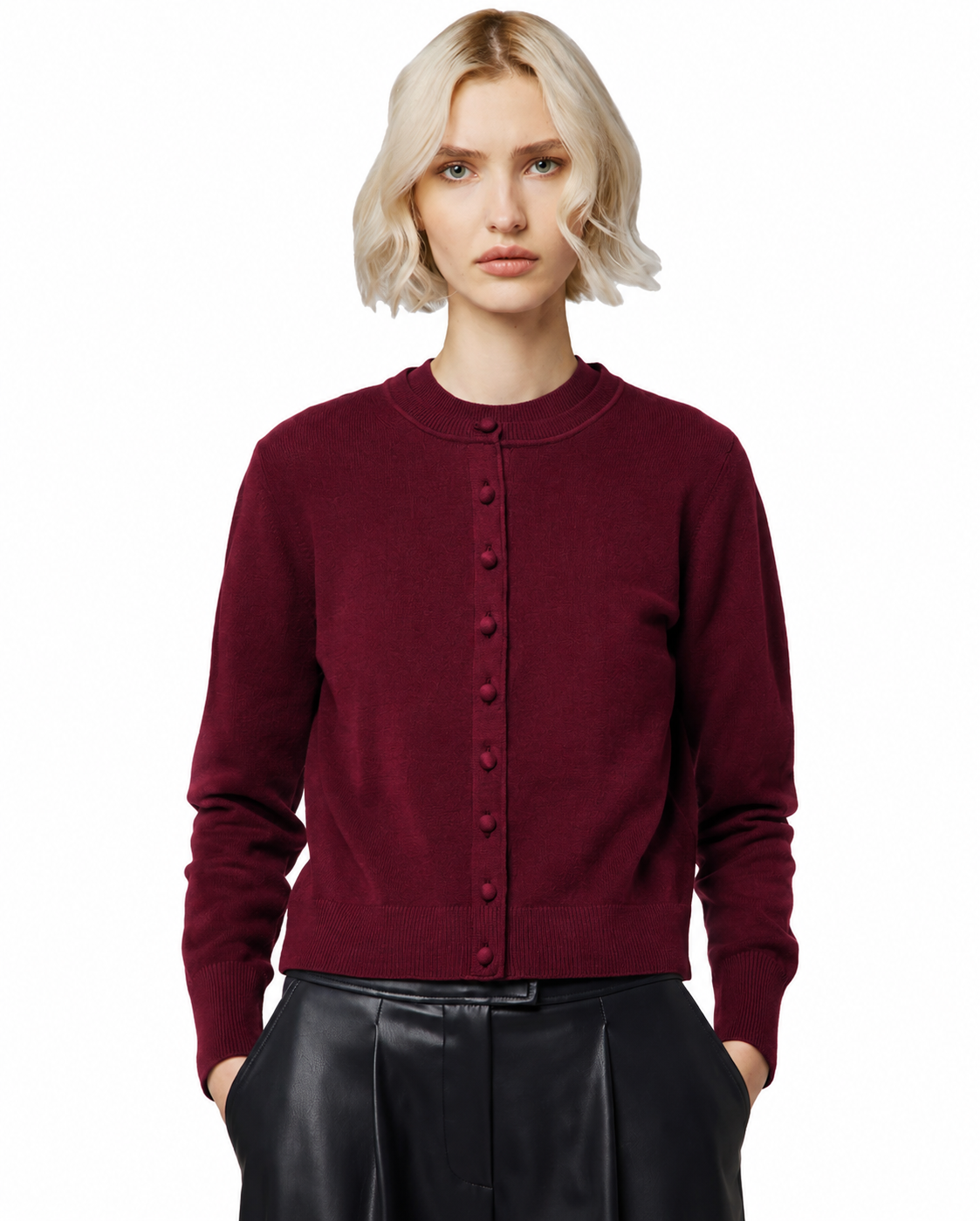 Alpha Studio Woman Rebecca Cropped Long Retrò Sweaters Red