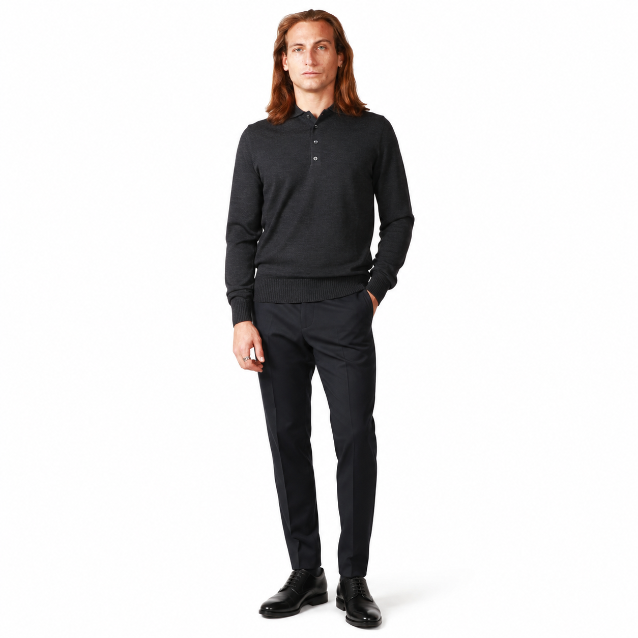 Alpha Studio Man Polo Sleeve Long Grey