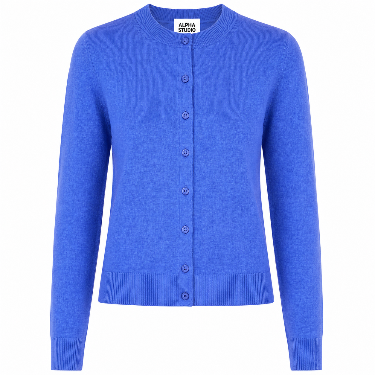 Alpha Studio Woman Rebecca Cropped Long Retrò Sweaters Light Blue