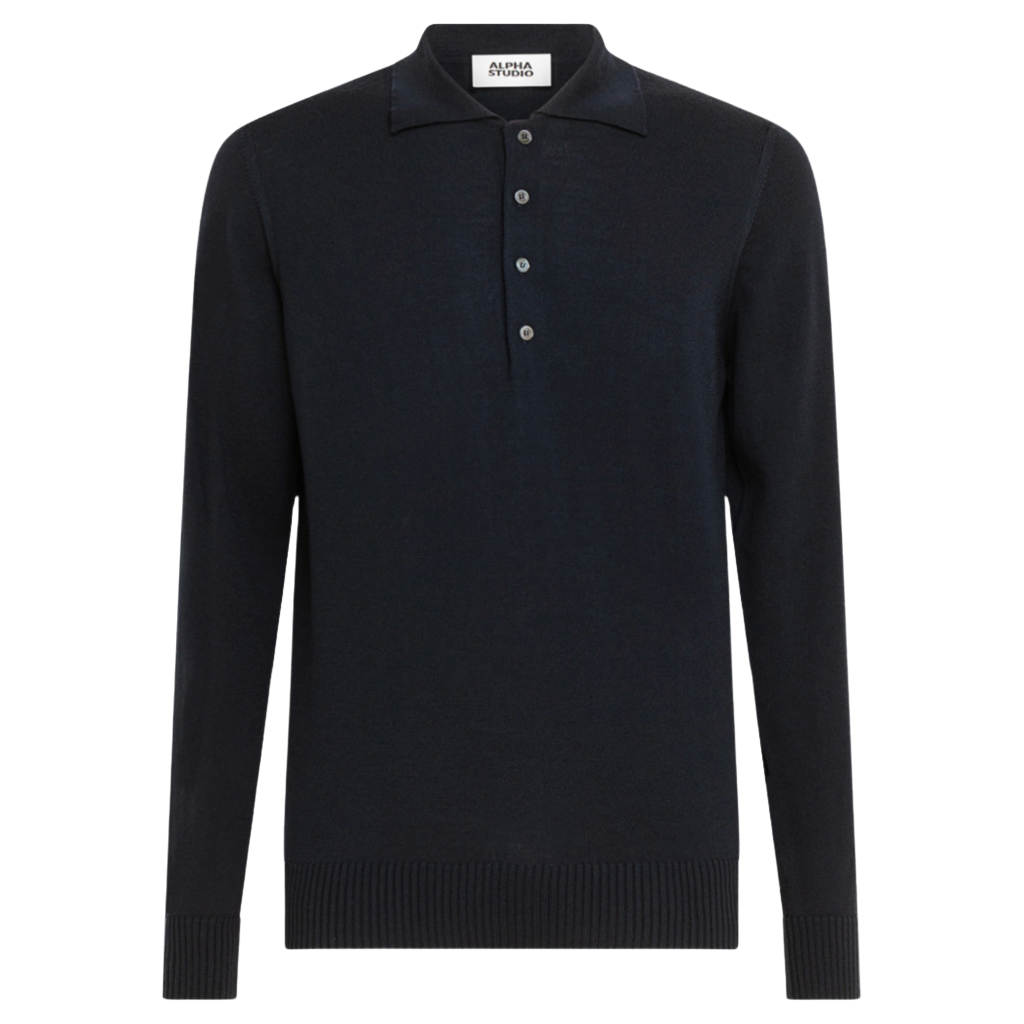 Alpha Studio Man Polo Slim Sleeve Long Blue