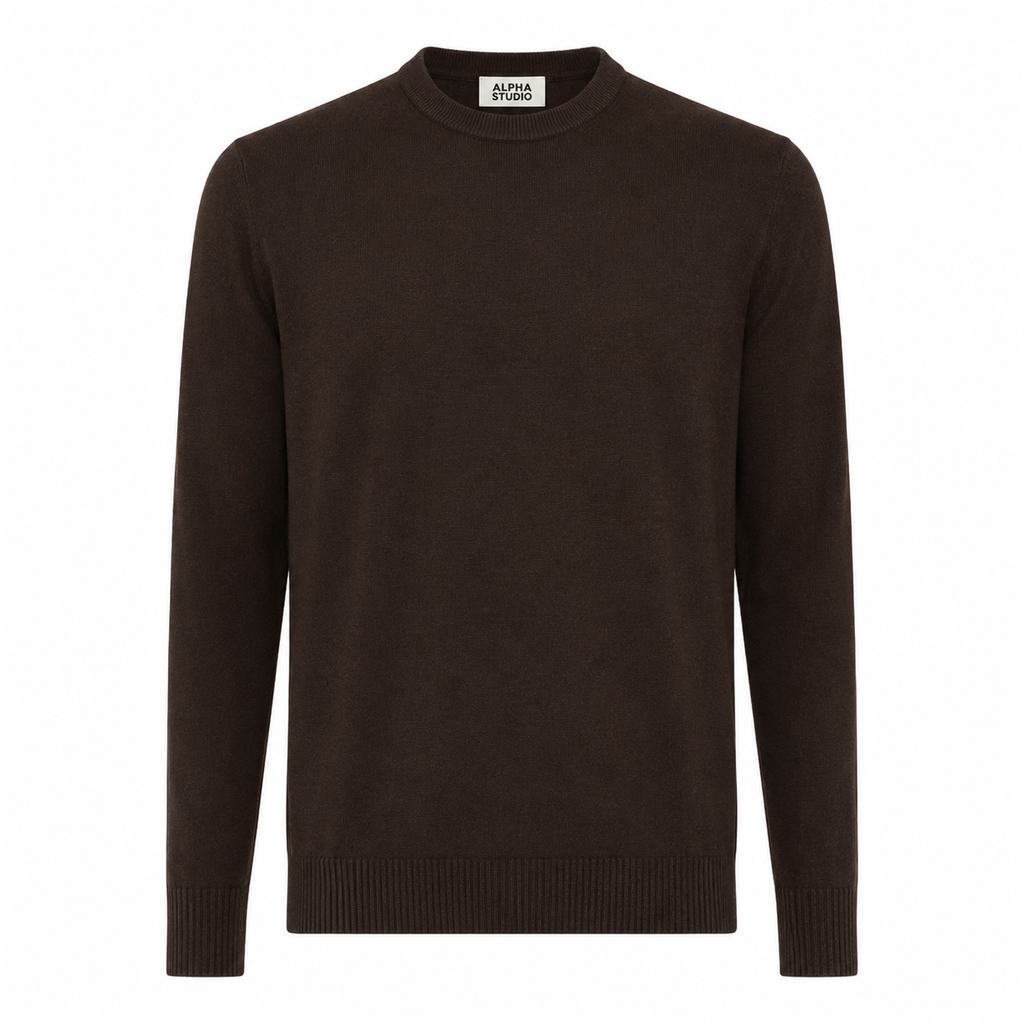 Alpha Studio Man Knit Gircollo Wool Merino Brown