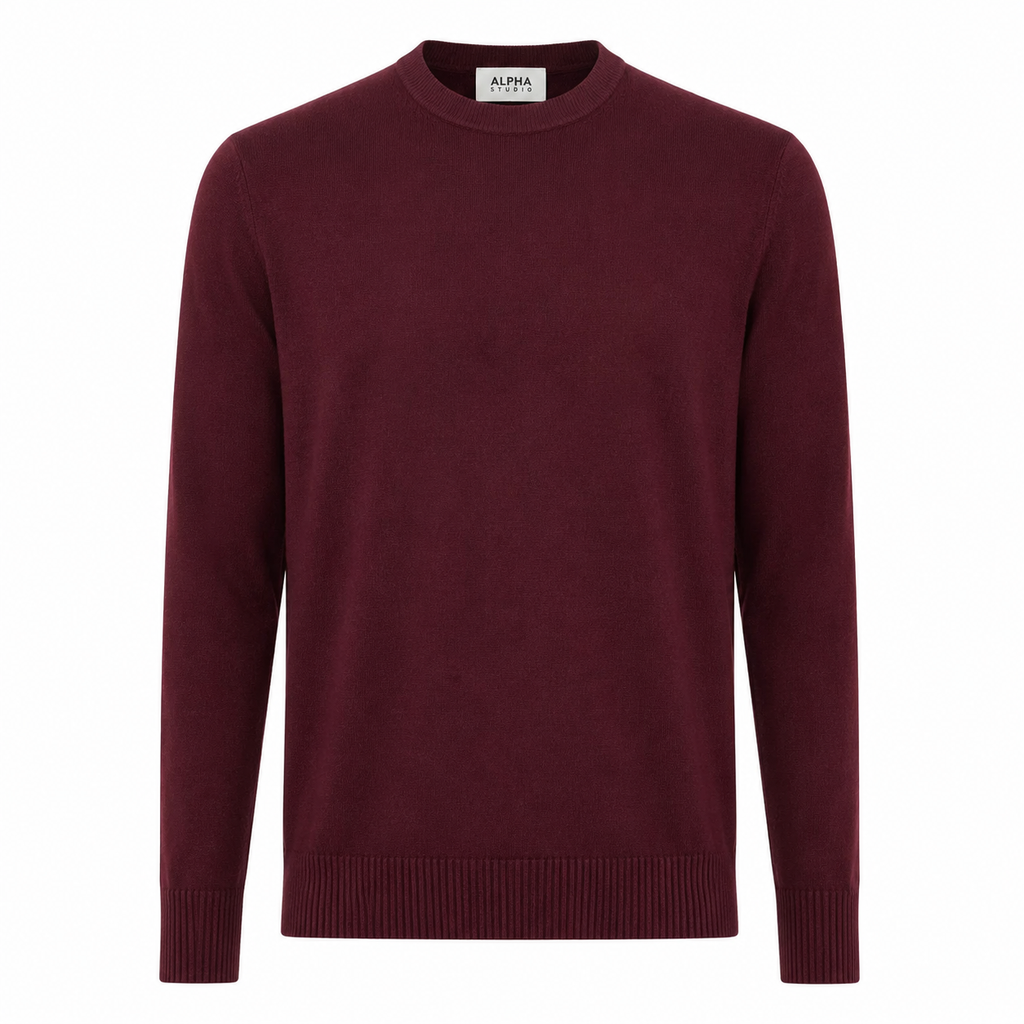 Alpha Studio Man Knit Gircollo Wool Merino Red