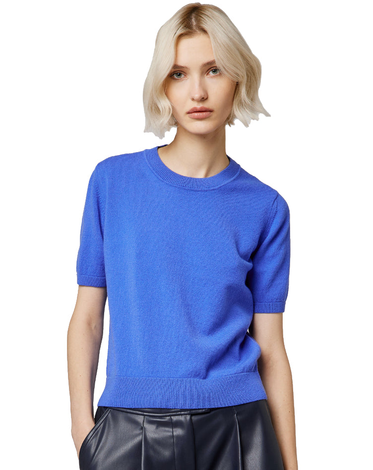 Alpha Studio Woman Crew Neck Cropped Retrò Sweaters Light Blue