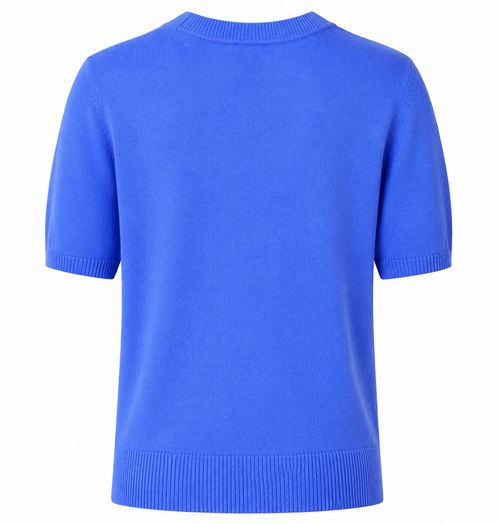 Alpha Studio Damen Rundhals Kurzer Retro-Pullover Hellblau